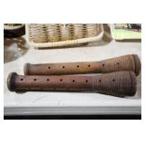 PAIR OF ANTIQUE WOOD SPOOLS