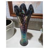 FENTON CARNIVAL IRIDESCENT GLASS SWUNG VASE
