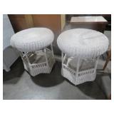 PAIR ROUND WICKER TABLES