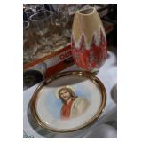 JESUS PLATE & POTTERY VASE