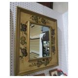 HANDPAINTED GRAPE THEMED  BEVELED WALL MIRROR