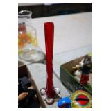 VINTAGE MURANO STYLE RED ART GLASS BUD VASE