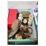 GLASS DECOR PIECE, FIGURINES, WOOD EGG, MISC