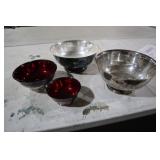 ONEIDA 4PC SILVERPLATE BOWLS W/ GLASS INSERTS