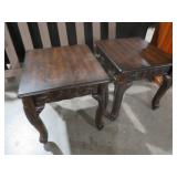 (2) CARVED WOOD END TABLES