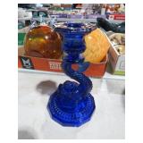 WESTMORELAND BLUE KOI/ DRAGON CANDLEHOLDER