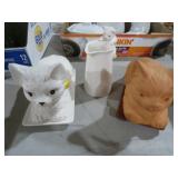 CAT BUTTER DISHES & CAT CREAMER/PITCHER