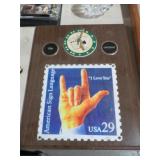 PLAQUE OF CARD CLOCK& STAMP