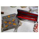 HAND CRAFTED SILVER COATED CLUTCH PURSE & FLUTE