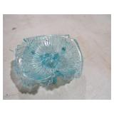 FENTON BLUE IRIDESCENT BUTTERFLY DISH