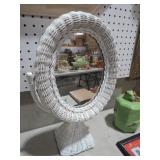 WICKER FRAMED VANITY MIRROR