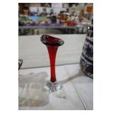 VINTAGE RUBY RED BUBBLE BUD VASE
