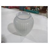 FROSTED BLUE RIBBED ART GLASS VASE