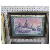 FRAMED ARTIST SIGNED WINTERS SCENE HORSES & SLEIGH