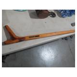 VINTAGE WOOD WALKING CANE WITH MARBLES IN HANDLE