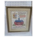 FRAMED NEEDLEPOINT CAPITAL OF WILLIAMSBURG