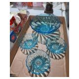 VTG HAZEL ATLAS CAPRI SEASHELL BLUE SERVING SET