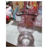 NOBLE EXCELLENCE CRANBERRY/CLEAR ETCHED VASE