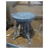 ANTIQUE GLASS BALL/CLAW FOOTED ORGAN STOOL