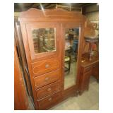 ANTIQUE 4 DWR/2 DR WARDROBE W/ KEY