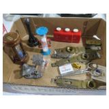 COLL. HOURGLASSES, BRASS FACE PLATES & MISC