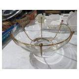 VINTAGE GLASS BOWL WITH GOLD/BRASS  TRIM