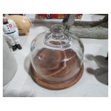 TEAK WOOD CHEESE BOARD W/ GLASS DOME