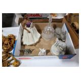 CERAMIC FIGURINE, GLASS BELL, ELEPHANTS, MISC