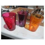(3) VINTAGE COLORED GLASS JUICE GLASSES