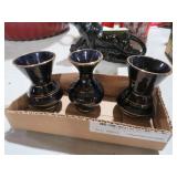 (3) LIMOGE COBALT BLUE GOLD TRIM MINI VASES