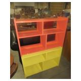 ORANGE/YELLOW PAINTED WOOD SHELVES