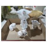 (4) CAT IRIDESCENT FIGURINES