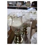 PAIR BRASS BASE CANDLE STANDS