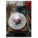 COLL. CARNIVAL GLASS DISAH, CHINA PLATE, JAR, MISC