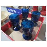 ANCHOR HOCKING TARTAN COBALT BLUE GLASSES