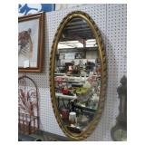 GOLD ORNATE FRAMED OVAL WALL MIRROR