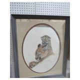 FRAMED GUY COHELEACH TIGER & CUB PRINT