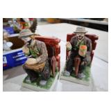 PORCELAIN HAND PAINTED CLOWNS BOOKENDS