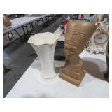 CERAMIC EGYPTIAN STATUE& CERAMIC VASE