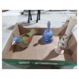 CURRIER&IVES BELL, LENOX VASE & CERAMIC BIRD