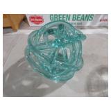 HANDBLOWN ART GLASS TURQUOISE WEDDING KNOT