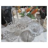 (3) CRYSTAL BASKETS & CANDY DISH