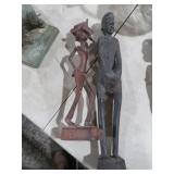 PAIR CARVED WOOD TRIBAL WOMEN FIGURES