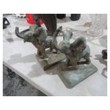 PAIR BRASS ELEPHANT BOOKENDS