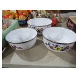 GMI PANSY ENAMELWARE METAL BOWL SET