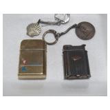 VINTAGE ADV LIGHTERS & SHELL & CHEVY KEY CHAINS