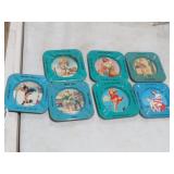 (7) VINTAGE METAL ADV CIGARETTE ASH TRAYS