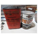 (2) VINTAGER ADV OIL CANS HARLEY DAVIDSON/FARM MAS