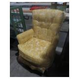 VTG YELLOW & CREAM FABRIC ROCKING CHAIR
