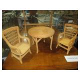 S/3 CHILDS DOLL WICKER CHAIRS & TABLE